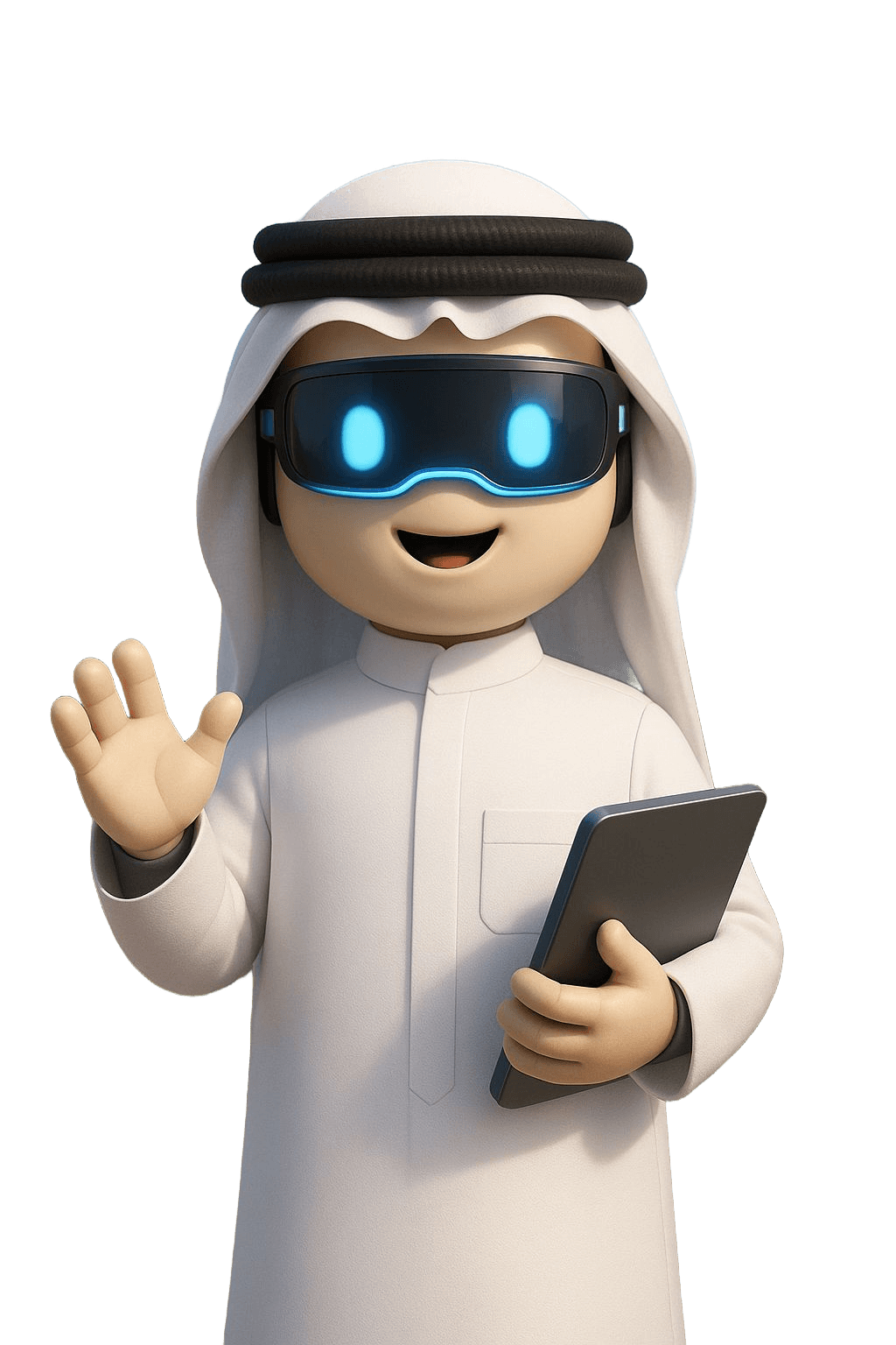 شخصية رمزية تمثل الابتكار والذكاء الاصطناعي